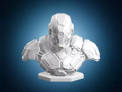 Futuristic Armored Sci Fi Bust 3D print model