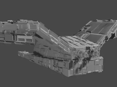 A Grey Battle Spaceship with Native File 3D model