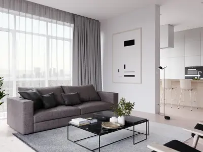  Replica Contemporary Sofa Model, Dark Grey 