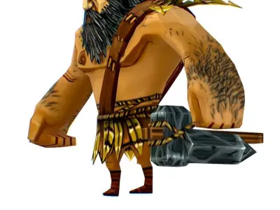 Low Poly Cartoon Creature Villager Gardner Low-poly 3D model