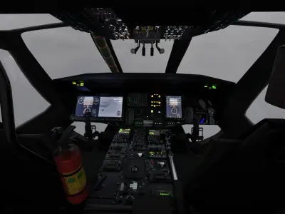 Black Hawk UH-60 Cockpit Low-poly 3D model