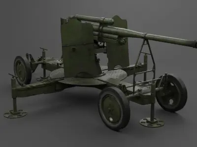85 mm Air Defense Gun M1939 52-K Low-poly 3D model