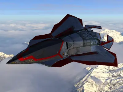 Sci Fi Stealth Fighter Jet - Low Poly PBR Spaceship Exterior Low-poly 3D model