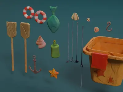 Sea asset Low-poly 3D model