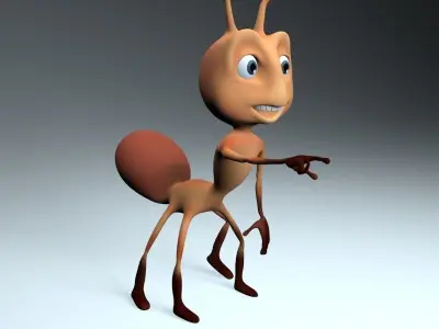 Rigged cartoon Ant character Low-poly 3D model
