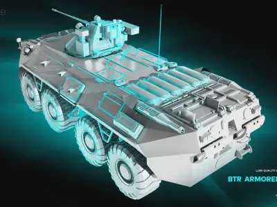 BTR Armored Truck - Low Poly Background Filler 3D model