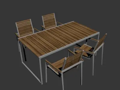 dining Wooden table-outdoor 3D model