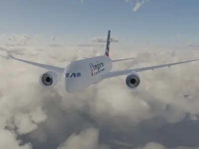 Boeing 787 American Airlines Low-poly 3D model