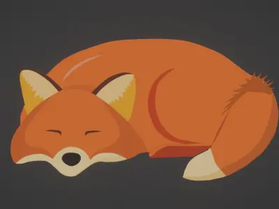Sleeping Moma Fox 2D Animated Low-poly 3D model