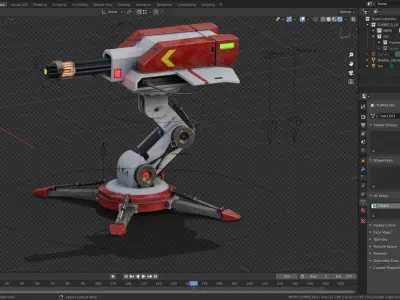 Cosmo-Modern Laser Turret -Ray of Defense Low-poly 3D model