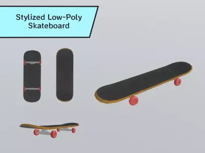 Stylized Low-Poly Skateboard Low-poly 3D model