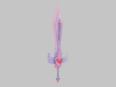 Heartblade Fantasy Sword Low-poly 3D model