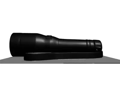 Black Tactical Flashlight Broken Lens 3D model