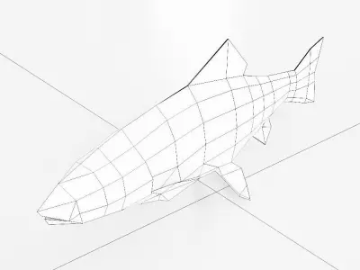 Rainbow trout fish low poly 3d model  Low-poly 3D model