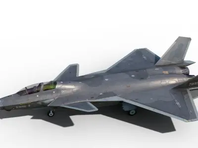 J-20S J20S J20AS J-20BS Chinese Tandem-Seat stealth fighter Low-poly 3D model
