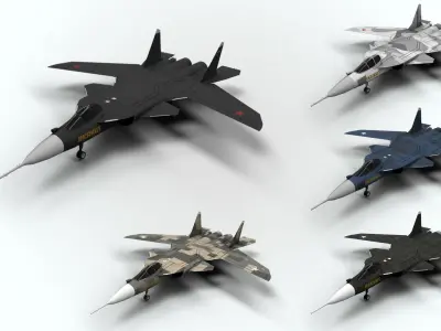 5in1 j20 su24 su35 su47 b2 aircraft low poly Low-poly 3D model