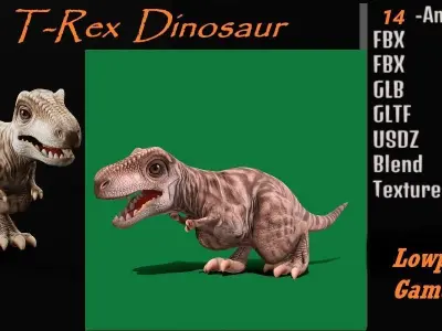 Tyrannosaurus Rex Baby Dinosaur Low-poly 3D model