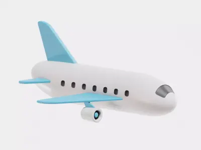 Airplane cartoon Low-poly 3D model