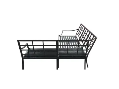 Bench10 wrought iron sectional sofa Low-poly 3D model