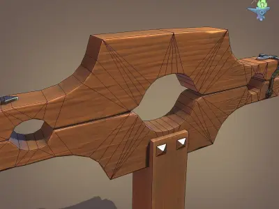 Pilori wooden cross Low-poly 3D model
