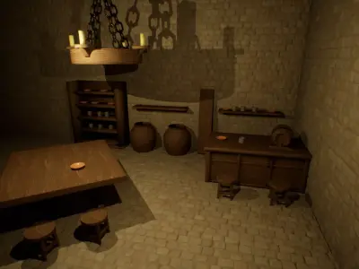 Castle interior - Wooden Furniture 3D model