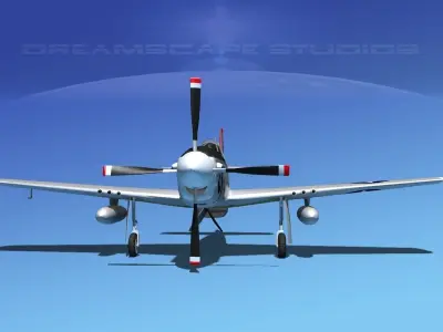 North American P-51B Mustang V08 3D model