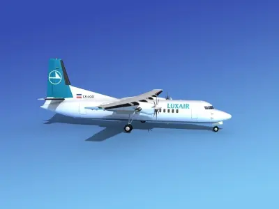 Fokker 50 Luxair 3D model