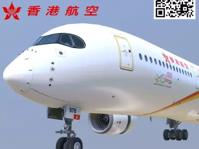 Airbus A350-900 Hong Kong B-LGA livery Low-poly 3D model