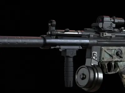 GameReady MP5 assault rifle Low-poly 3D model