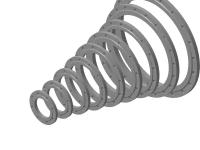 Flange Collection PN25 DN15 - DN600 18 pieces 3D model