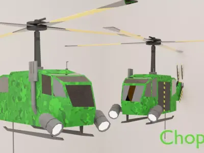Cartoon Helicopter  Low-poly 3D model