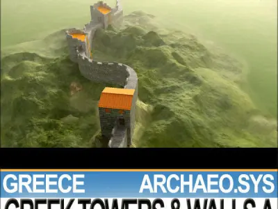 Ancient Greek City Walls Towers A 3D model
