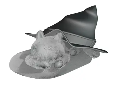 Halloween cat on a cushion 3D model