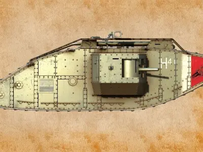 World War 1 Mark V tank Low-poly 3D model