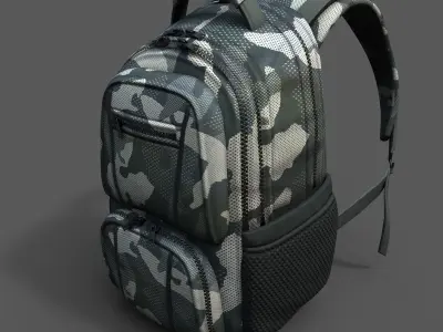 Backpack Camping military combat soldier armor scifi fantasy  Low-poly 3D model