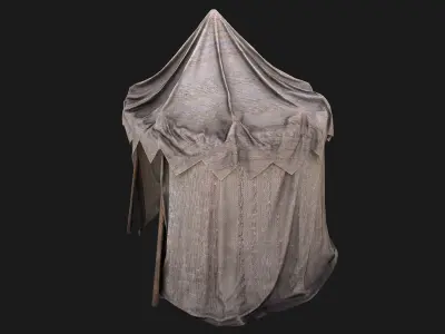 Cylindrical White Tent Market Stall Low-poly 3D model