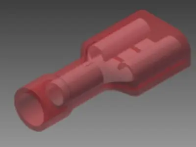 22-16 female flat spade insulated red solderless wire terminal Free 3D model