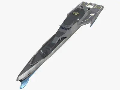 Blue Shark Frigate Rigged 3D model