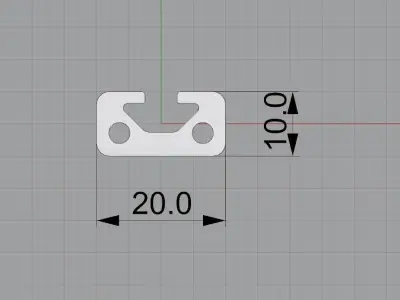 Bosch 20x10 mm groove 5 hires aluminum profil 3D model