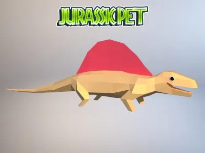 Dimetrodon jurassic pet Low-poly 3D model
