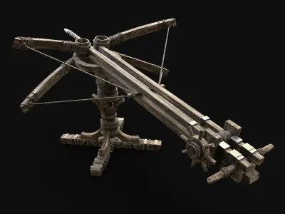 BALLISTA PROJECTILE LAUNCHER WAR MACHINE MEDIEVAL SIEGE ENGINE Low-poly 3D model