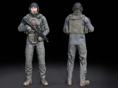 Modular Soldier PMC V1 Low-poly 3D model