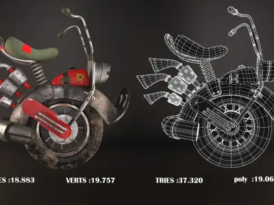 motorcycle  Low-poly 3D model