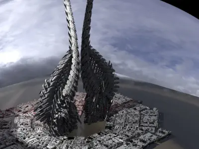 Necro Sci fi Dino Tower 3D model