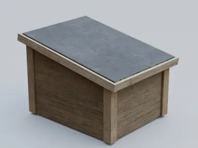 Wooden Kennel Dog House - SubD  Low-poly 3D model