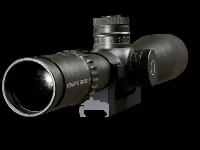Schmidt And Bender scope with mount Low-poly 3D model