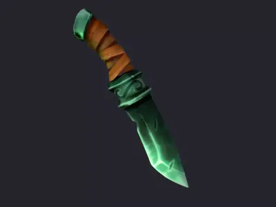 Stylized knife high and low poly Low-poly 3D model