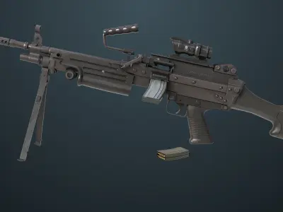 Machine Gun 07 All PBR Unity UE Textures Included Low-poly 3D model