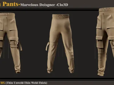 5 Mens Pants -MD-Clo3D-ZPRJ- FBX-OBJ 3D model