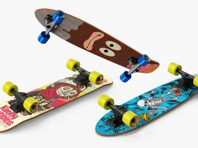 Cartoon Design Skateboards Collection 3D model